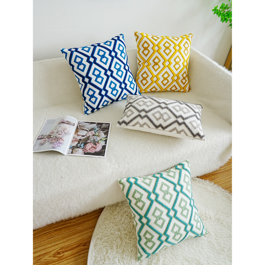 Geometric Embroidered Cushion Cover
