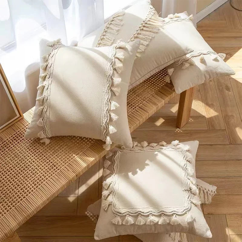 Boho Skandi Tassel Cushion Cover