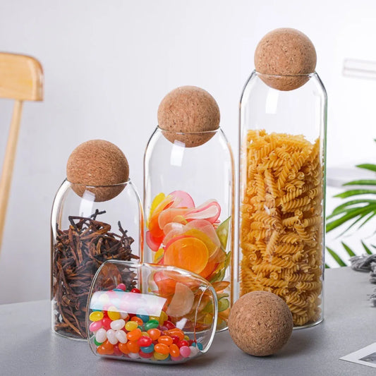 Sphere Cork Stopper Storage Jars