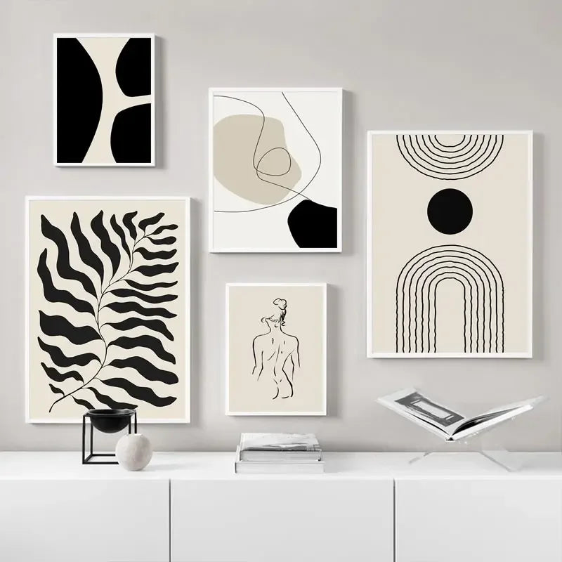 Abstract Boho Black and White Prints