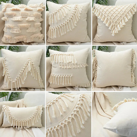 Boho Skandi Tassel Cushion Cover