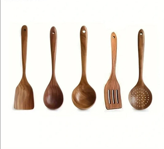 5 Piece Wooden Utensil Set