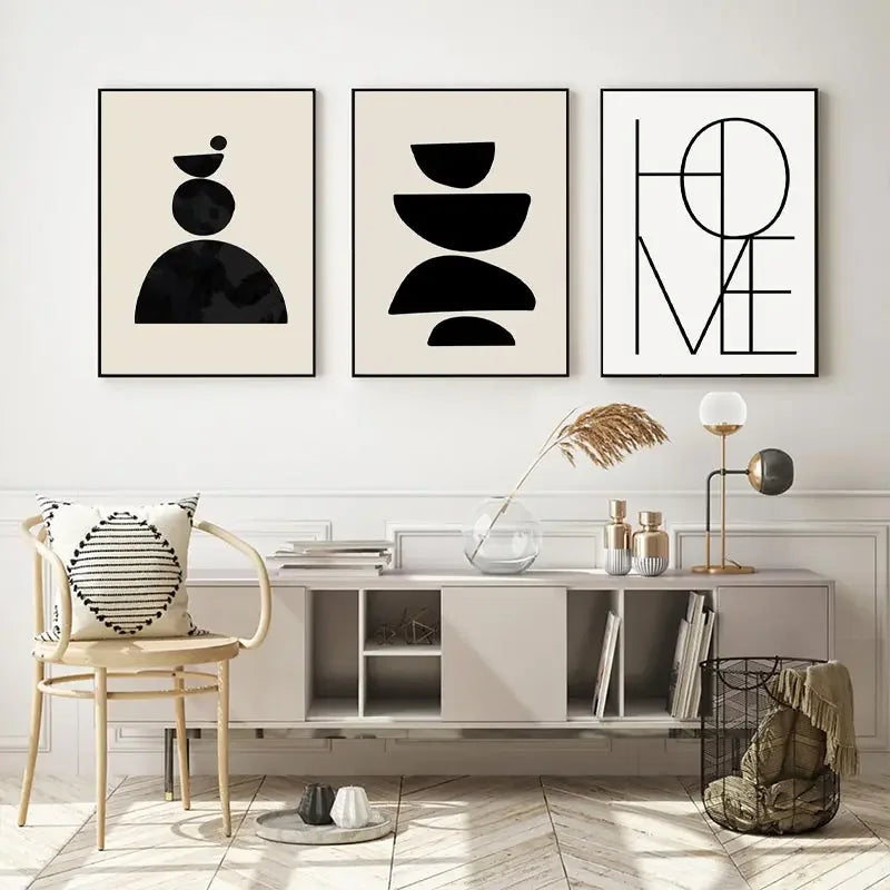 Abstract Boho Black and White Prints