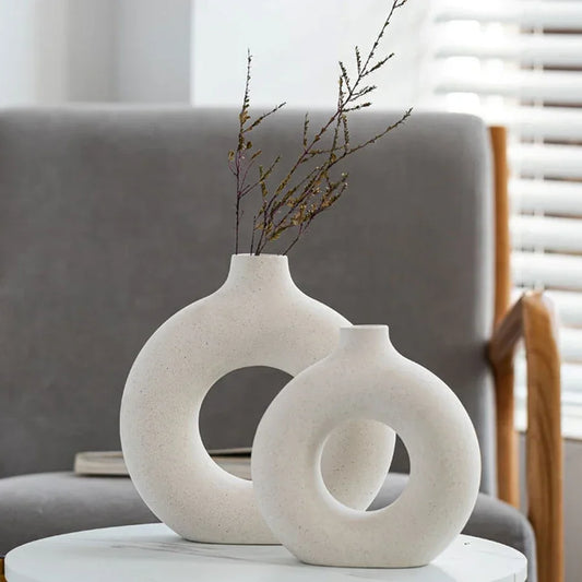 Nordic Circular Hollow Ceramic Vase