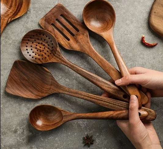 5 Piece Wooden Utensil Set