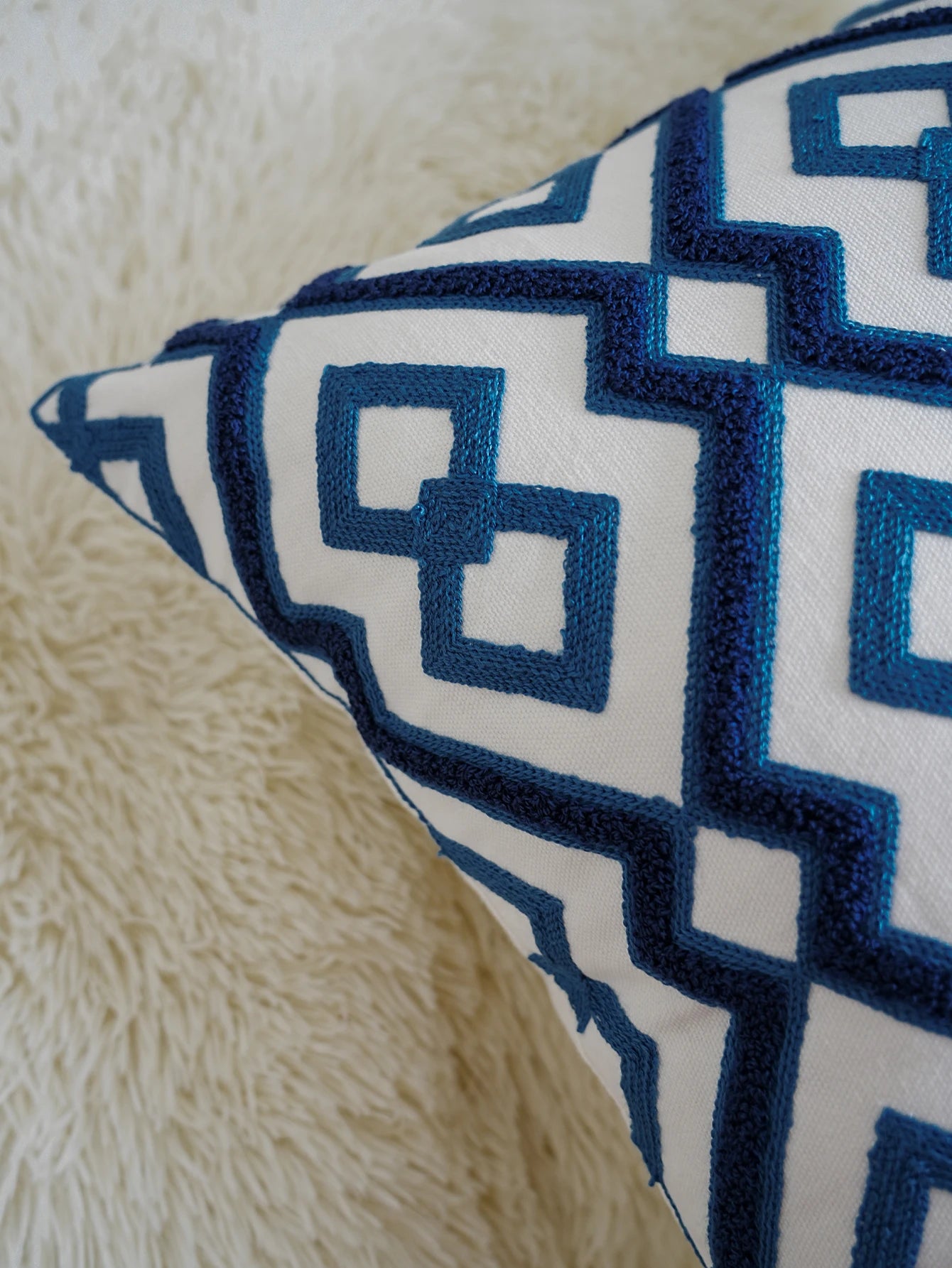 Geometric Embroidered Cushion Cover