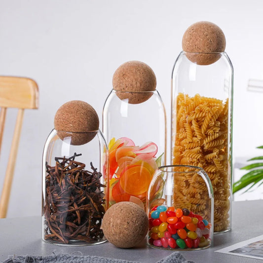 Sphere Cork Stopper Storage Jars