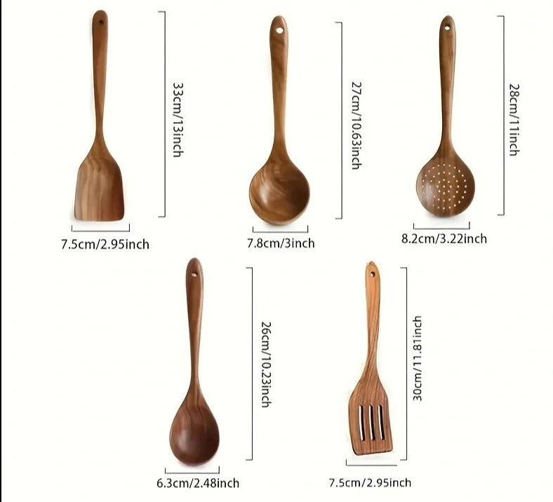 5 Piece Wooden Utensil Set