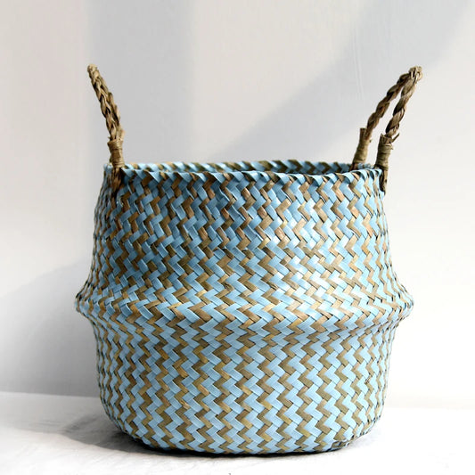 Boho Striped Wicker Storage Baskets