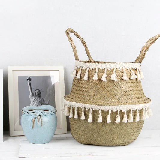 Boho Tassel Wicker Baskets
