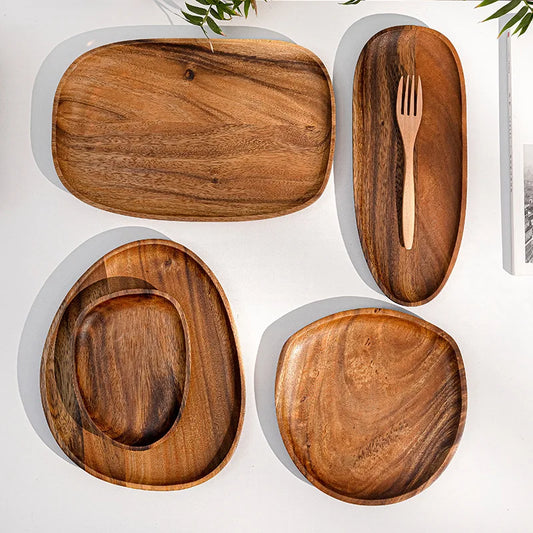 Solid Wood Irregular Serving Plates