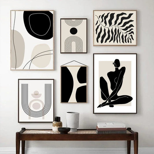 Abstract Boho Black and White Prints