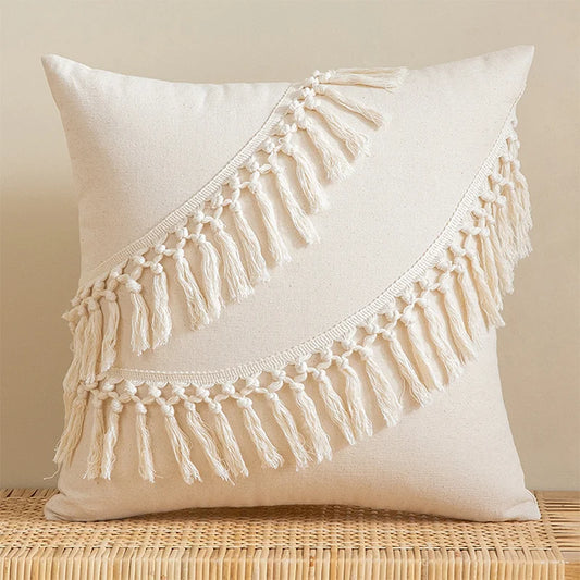 Boho Skandi Tassel Cushion Cover