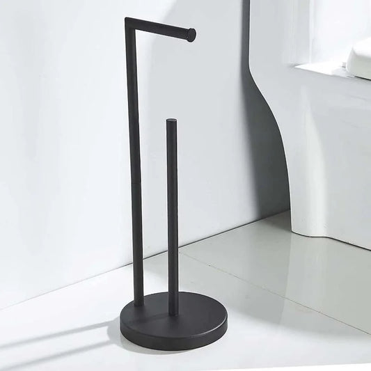 Stainless Steel Black Floor Standing Toilet Paper Holder