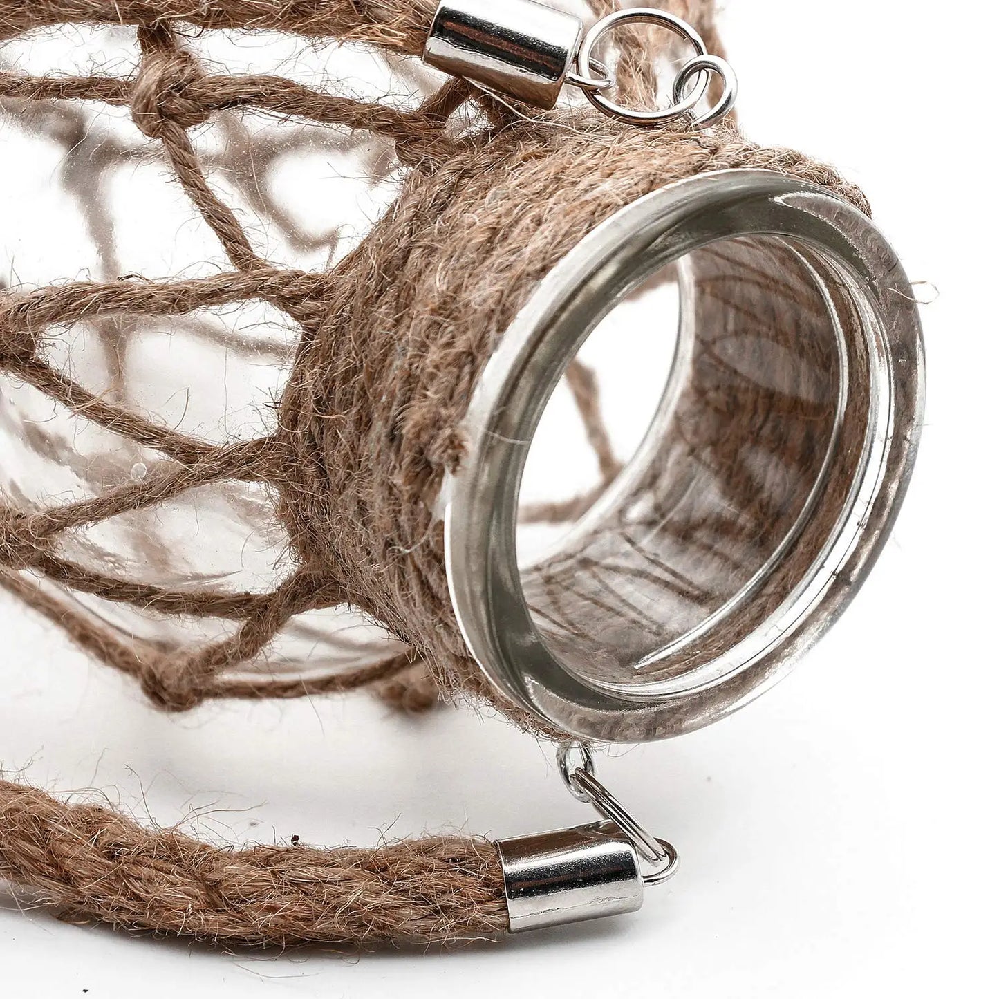 Rustic Hanging Rope and Glass Vases