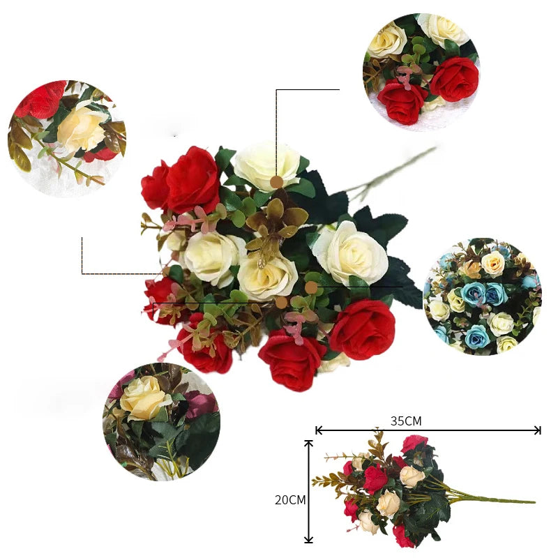 Artificial Rose Flower Bouquet - 12 Heads