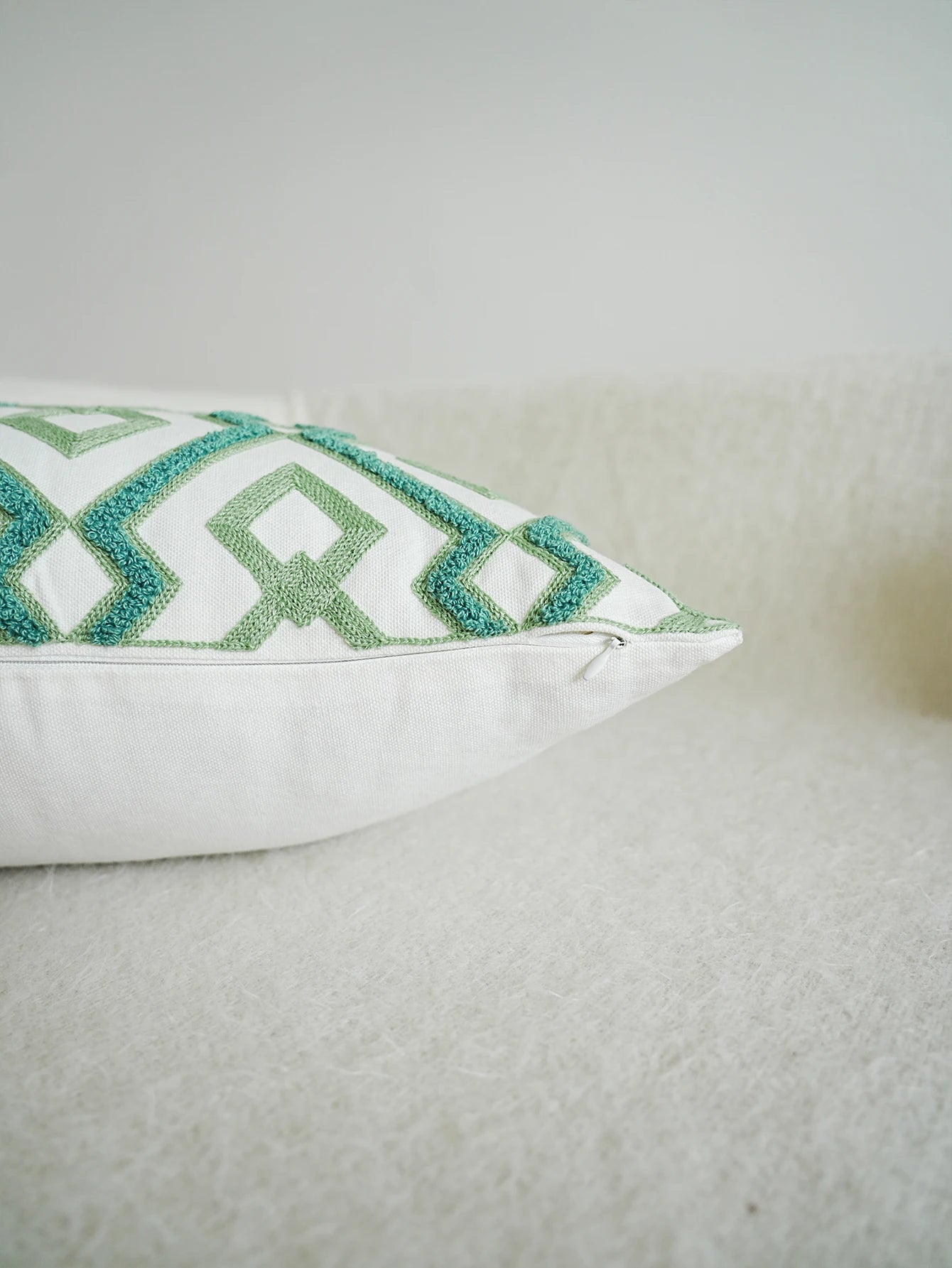 Geometric Embroidered Cushion Cover